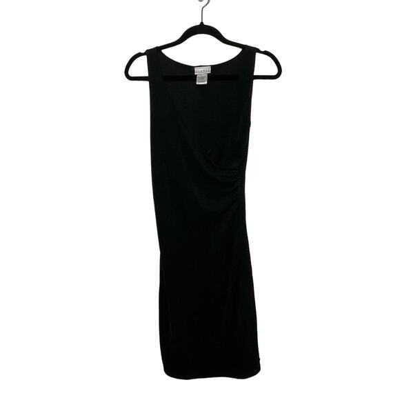 Y2K Hennes Collection Wrap Dress Midi Length Sleeveless Ruched Side Sexy Black 8 - Picture 1 of 10